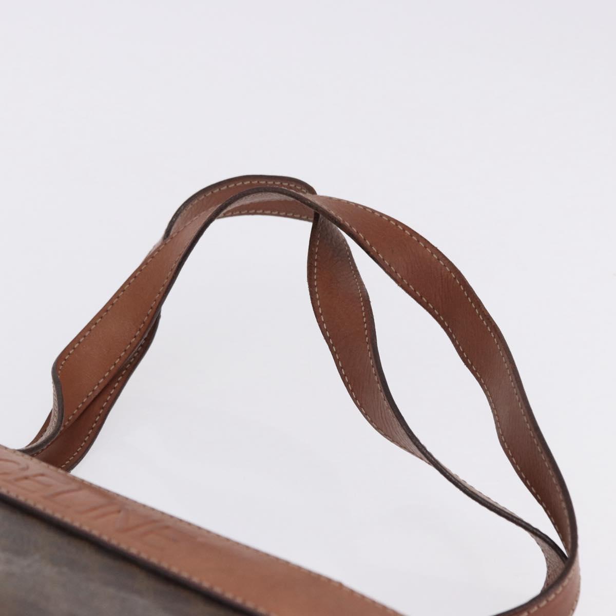 CELINE Macadam Canvas Tote Bag PVC Leather Brown Gold Auth ka5802