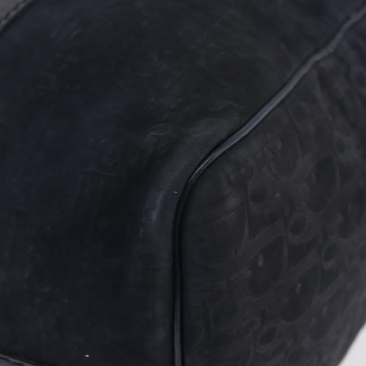 Christian Dior Trotter Canvas Boston Bag Suede Navy Silver Auth ka5806