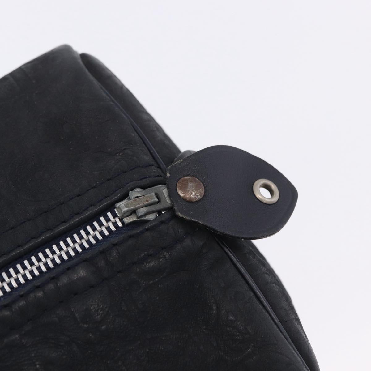 Christian Dior Trotter Canvas Boston Bag Suede Navy Silver Auth ka5806