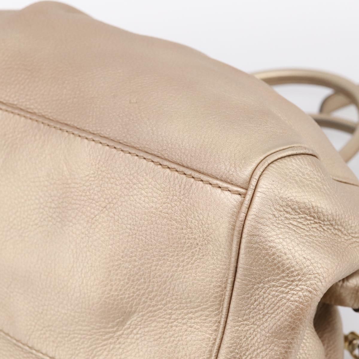 GUCCI Hand Bag Leather 2way Gold 223974 Auth ka5809