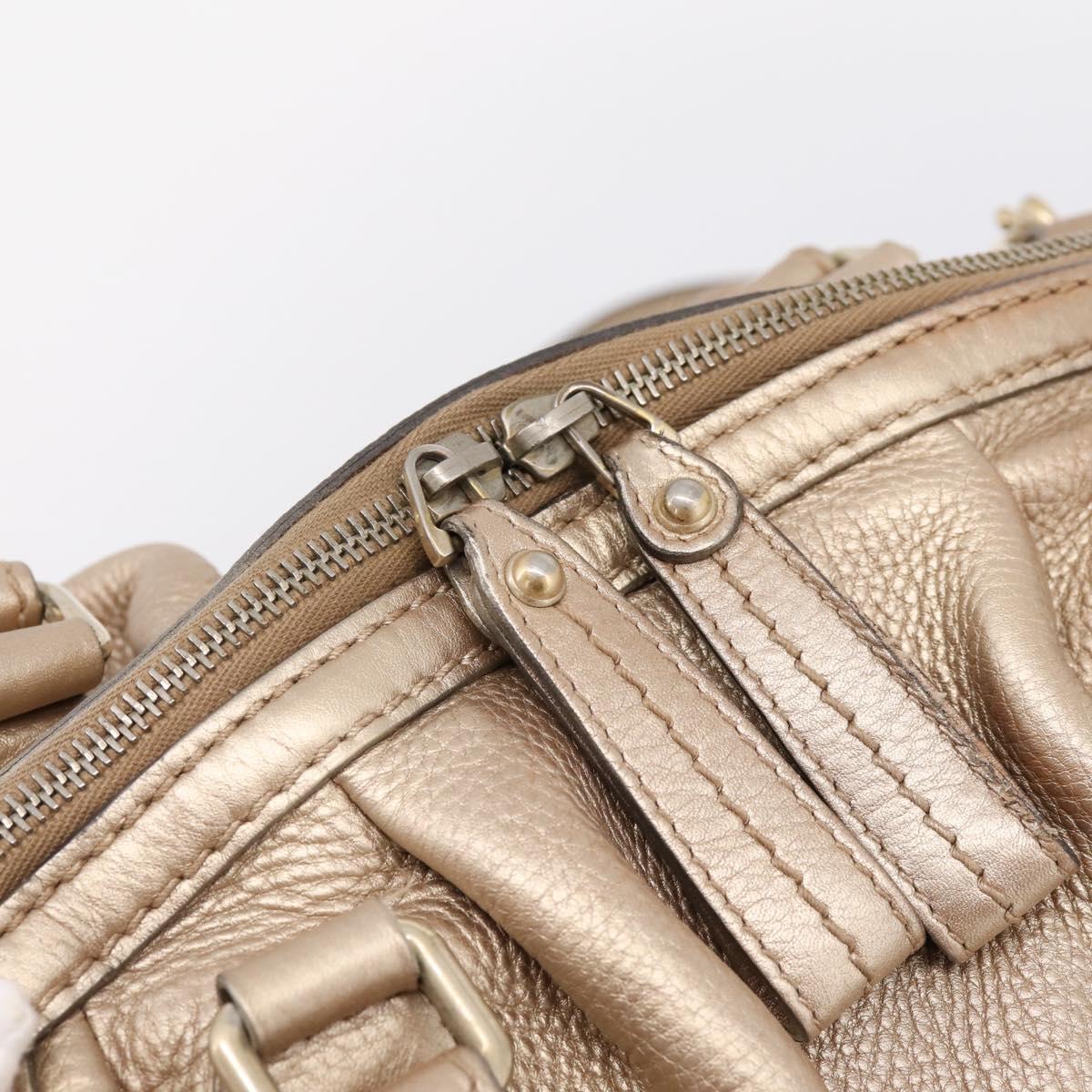 GUCCI Hand Bag Leather 2way Gold 223974 Auth ka5809
