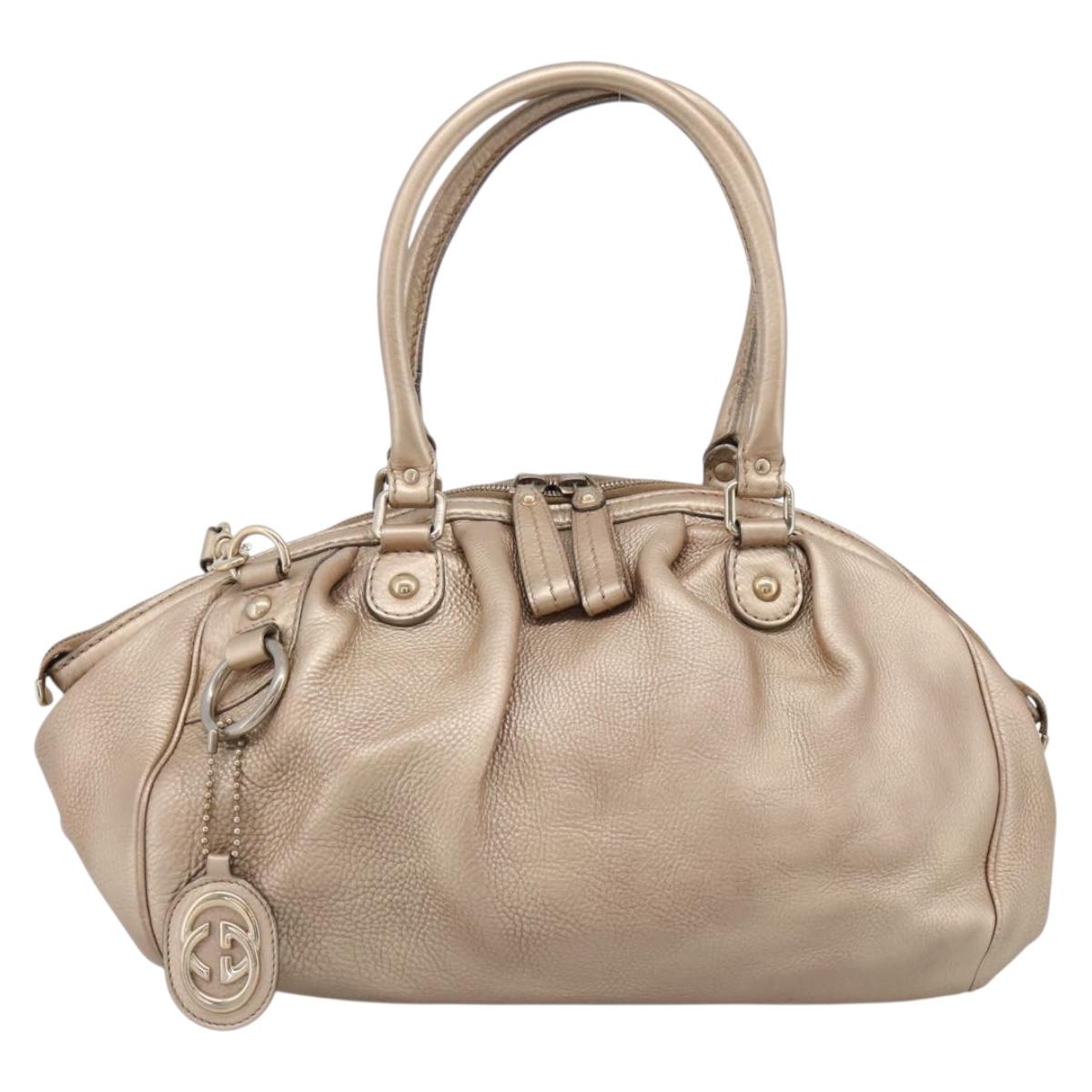 GUCCI Hand Bag Leather 2way Gold 223974 Auth ka5809