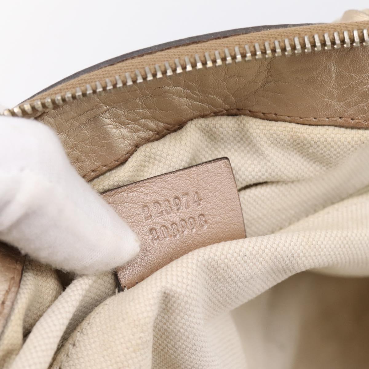 GUCCI Hand Bag Leather 2way Gold 223974 Auth ka5809