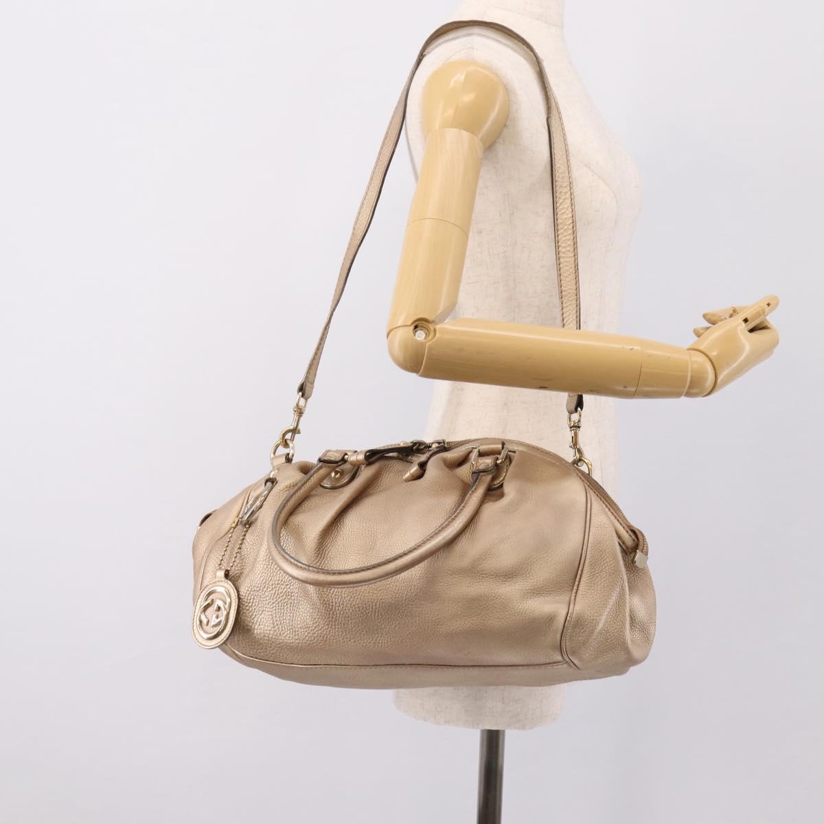 GUCCI Hand Bag Leather 2way Gold 223974 Auth ka5809