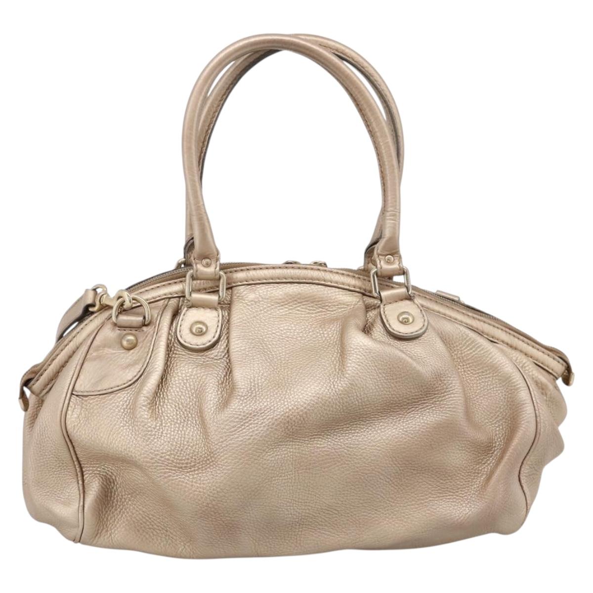 GUCCI Hand Bag Leather 2way Gold 223974 Auth ka5809
