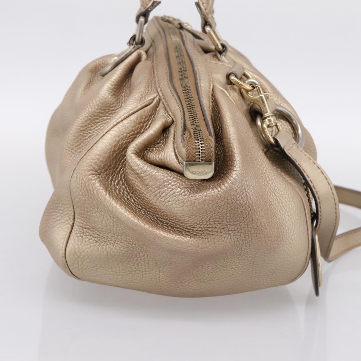 GUCCI Hand Bag Leather 2way Gold 223974 Auth ka5809