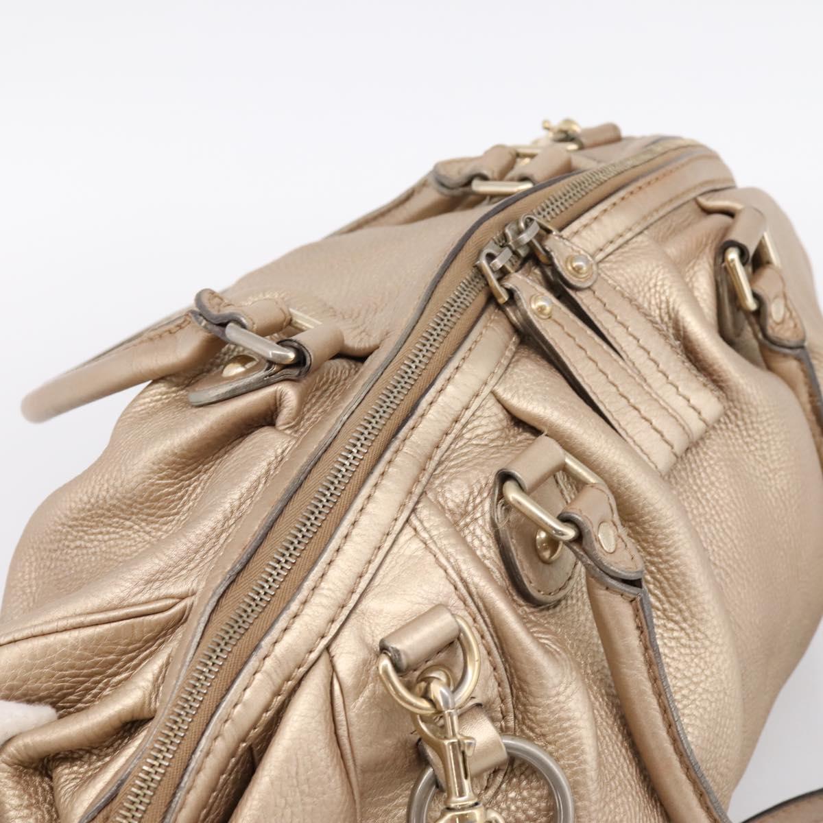 GUCCI Hand Bag Leather 2way Gold 223974 Auth ka5809