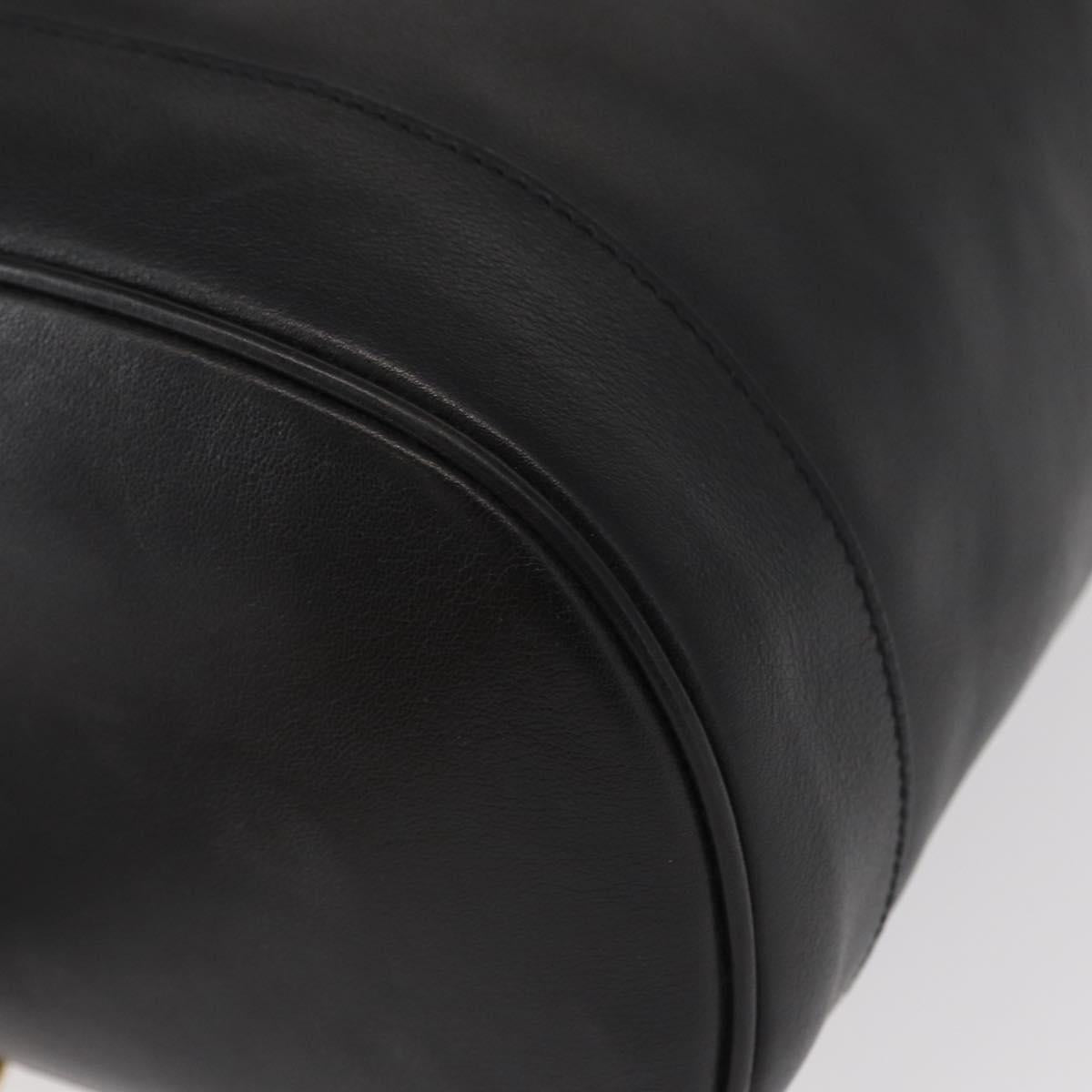 GUCCI Bamboo Body Bag Leather Black Gold 003 2113 0036 Auth ka581