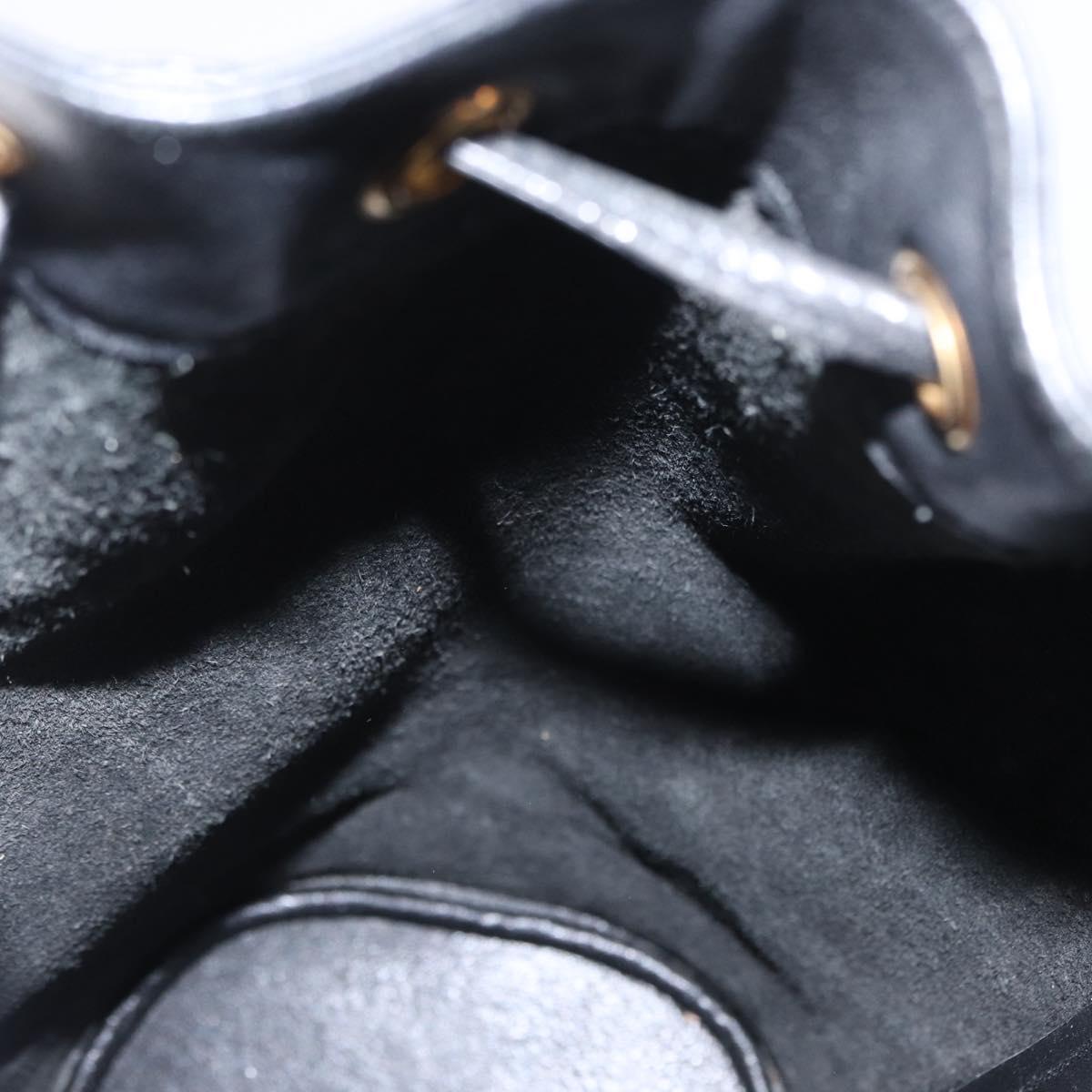 GUCCI Bamboo Body Bag Leather Black Gold 003 2113 0036 Auth ka581