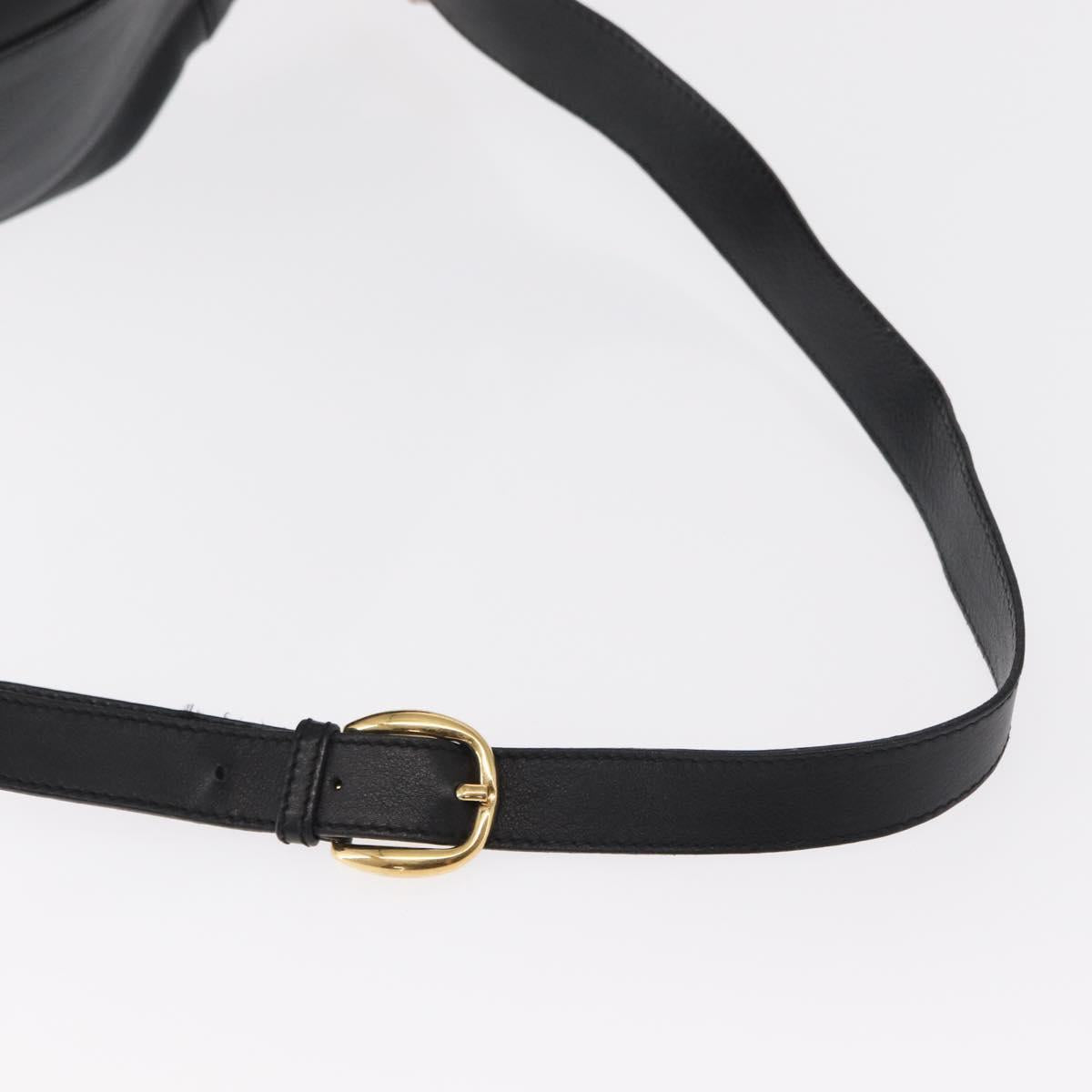 GUCCI Bamboo Body Bag Leather Black Gold 003 2113 0036 Auth ka581