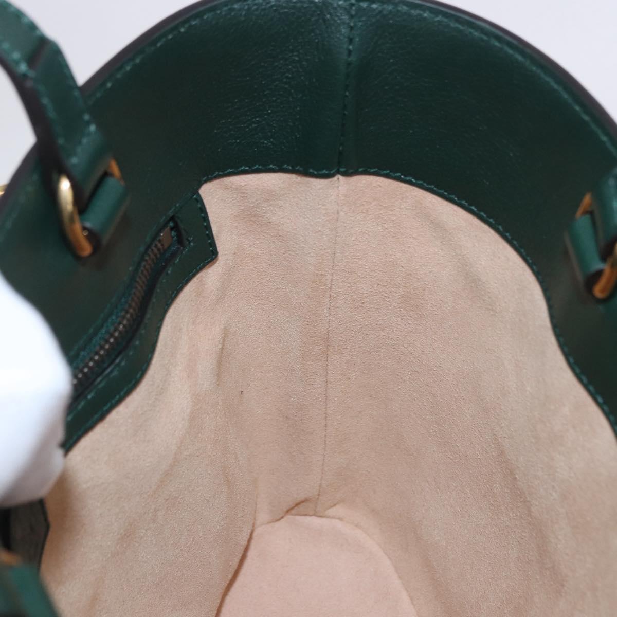 GUCCI Bamboo Diana Small Hand Bag Leather 2way Green Gold 750396 Auth ka5810M