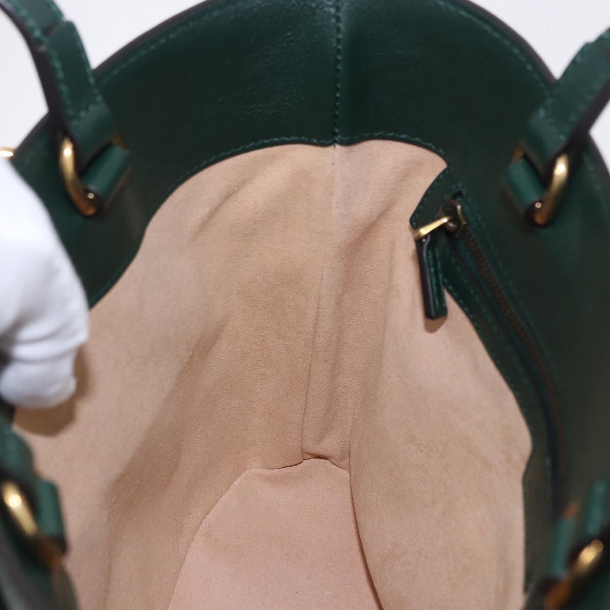 GUCCI Bamboo Diana Small Hand Bag Leather 2way Green Gold 750396 Auth ka5810M