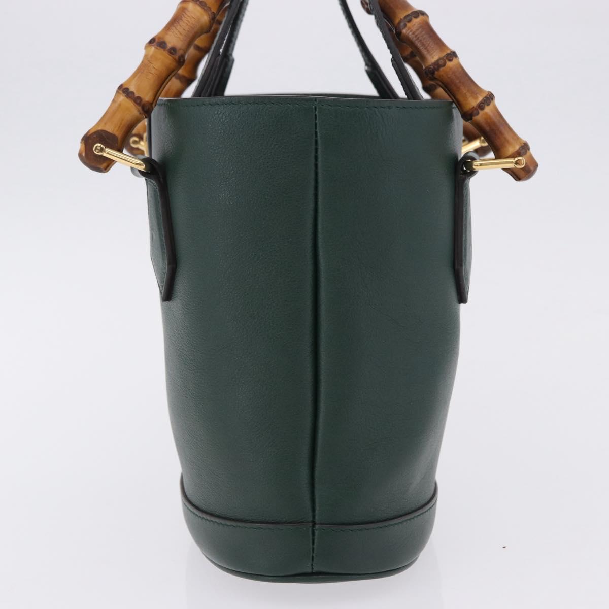 GUCCI Bamboo Diana Small Hand Bag Leather 2way Green Gold 750396 Auth ka5810M