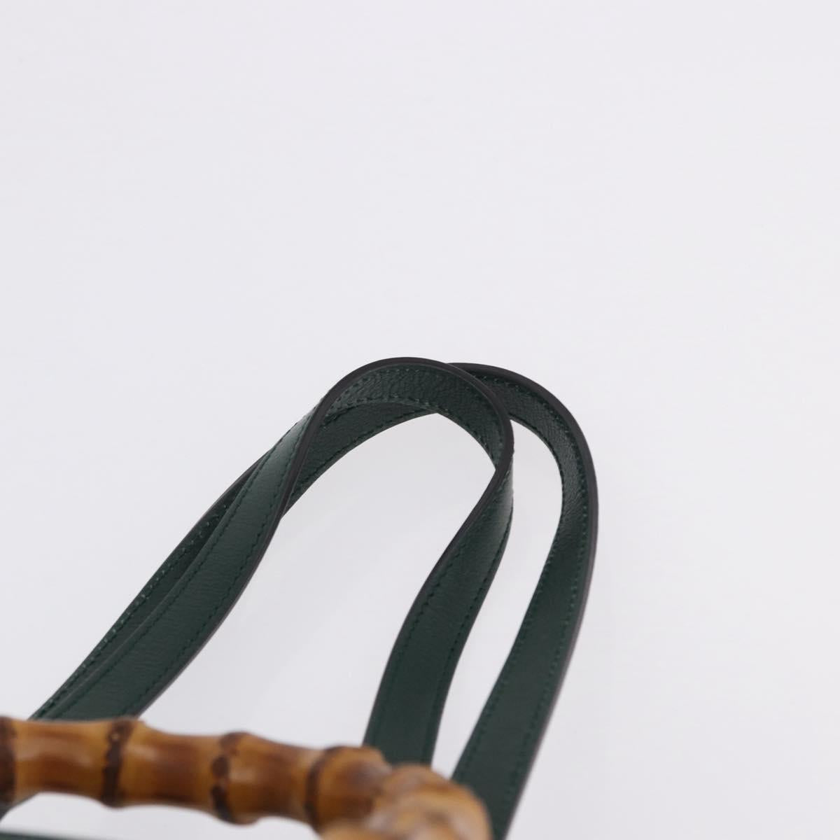 GUCCI Bamboo Diana Small Hand Bag Leather 2way Green Gold 750396 Auth ka5810M