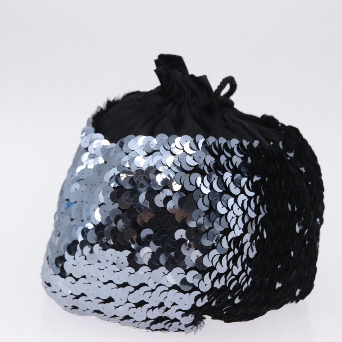 SAINT LAURENT Purse Shoulder Bag Sequin nylon Black Auth ka5811V