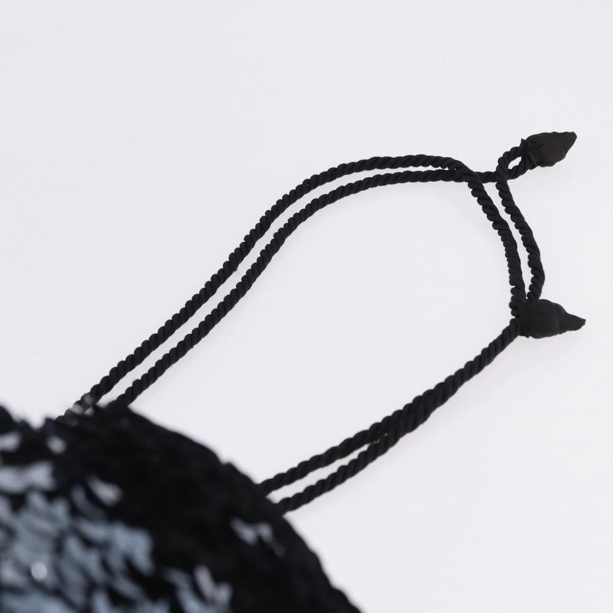 SAINT LAURENT Purse Shoulder Bag Sequin nylon Black Auth ka5811V