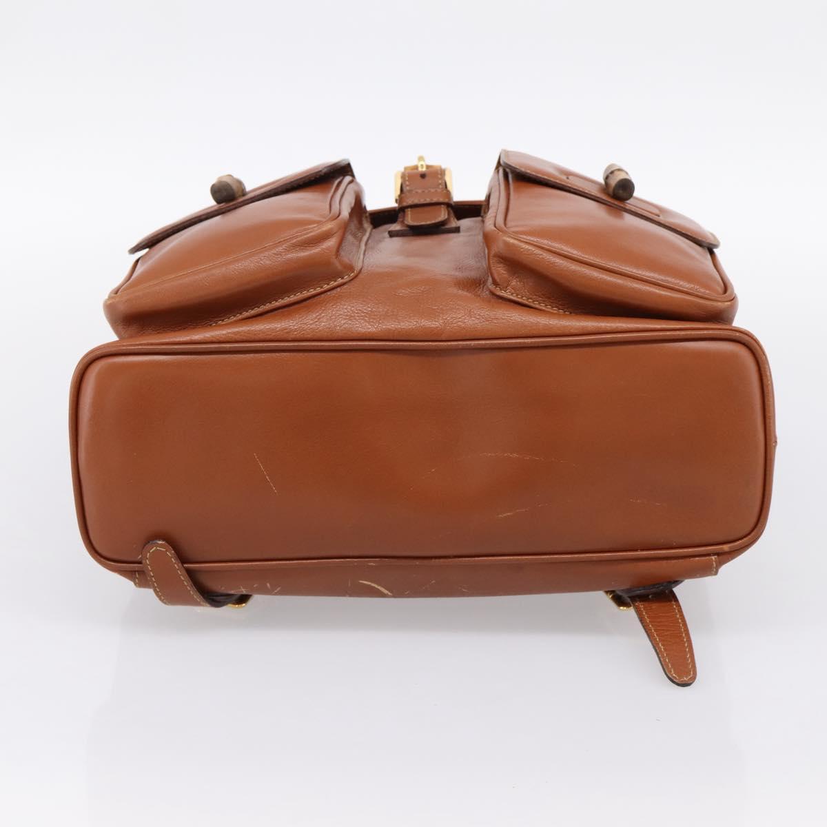 GUCCI Bamboo Backpack Leather Brown Gold 003 2058 0016 Auth ka5812