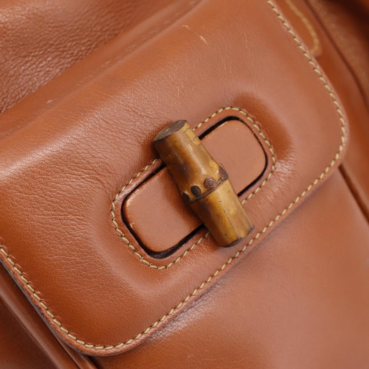GUCCI Bamboo Backpack Leather Brown Gold 003 2058 0016 Auth ka5812