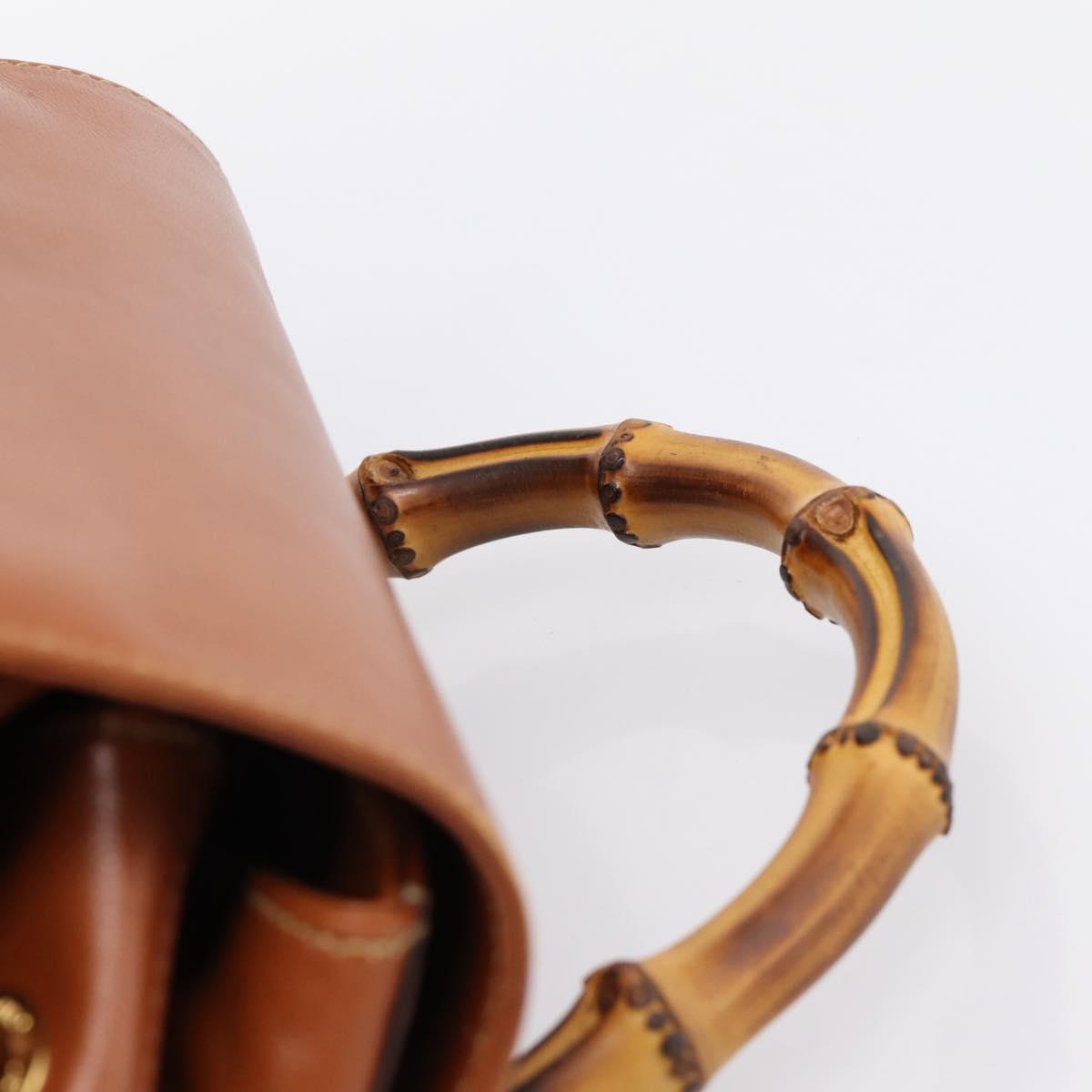 GUCCI Bamboo Backpack Leather Brown Gold 003 2058 0016 Auth ka5812