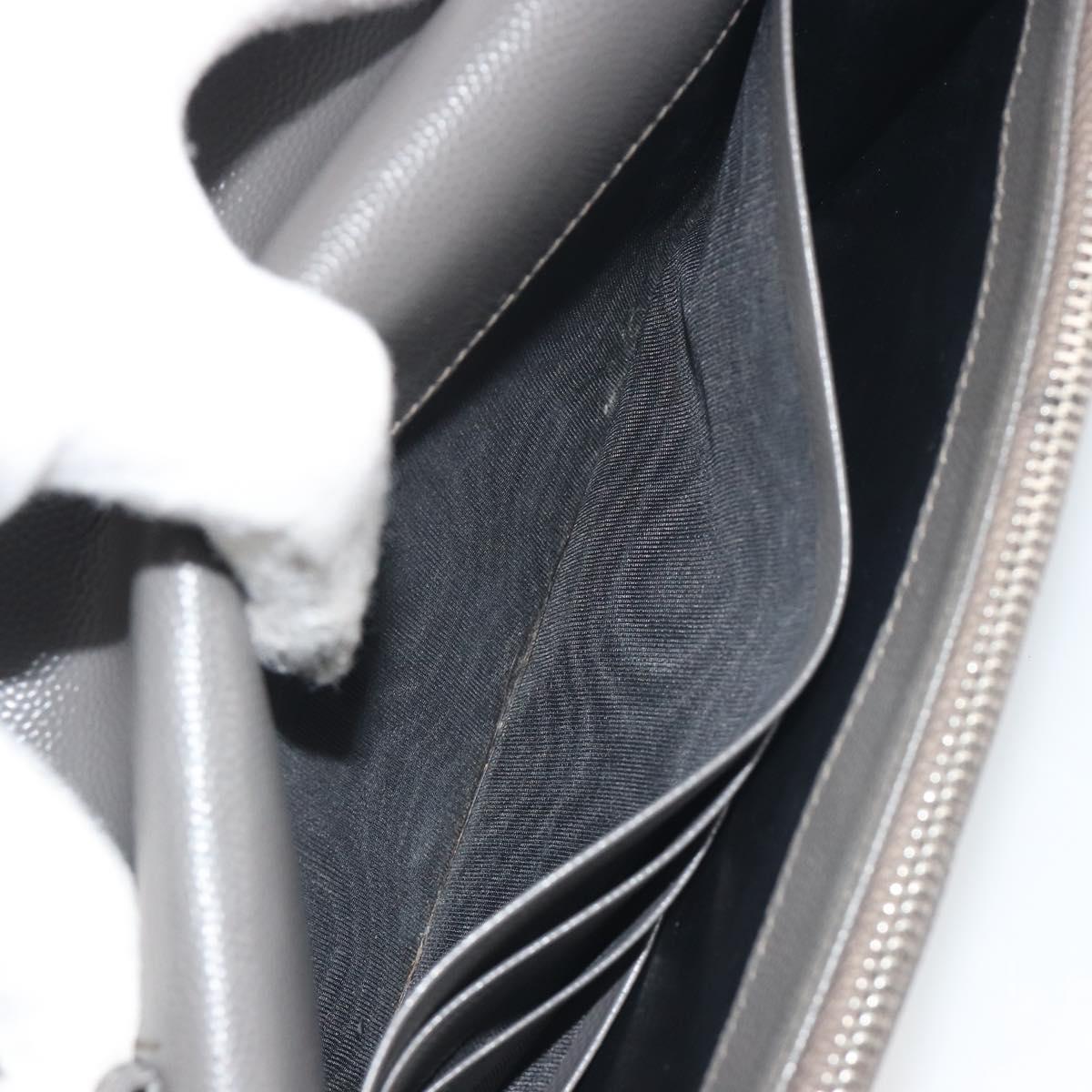 SAINT LAURENT Cassandra Chain Shoulder Wallet Leather Gray Silver Auth ka5813V