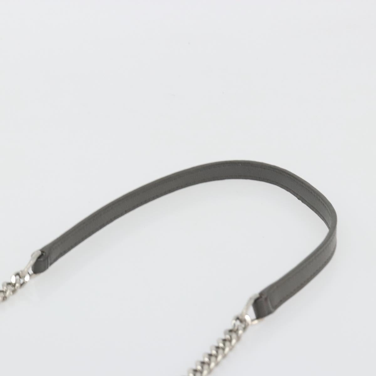SAINT LAURENT Cassandra Chain Shoulder Wallet Leather Gray Silver Auth ka5813V
