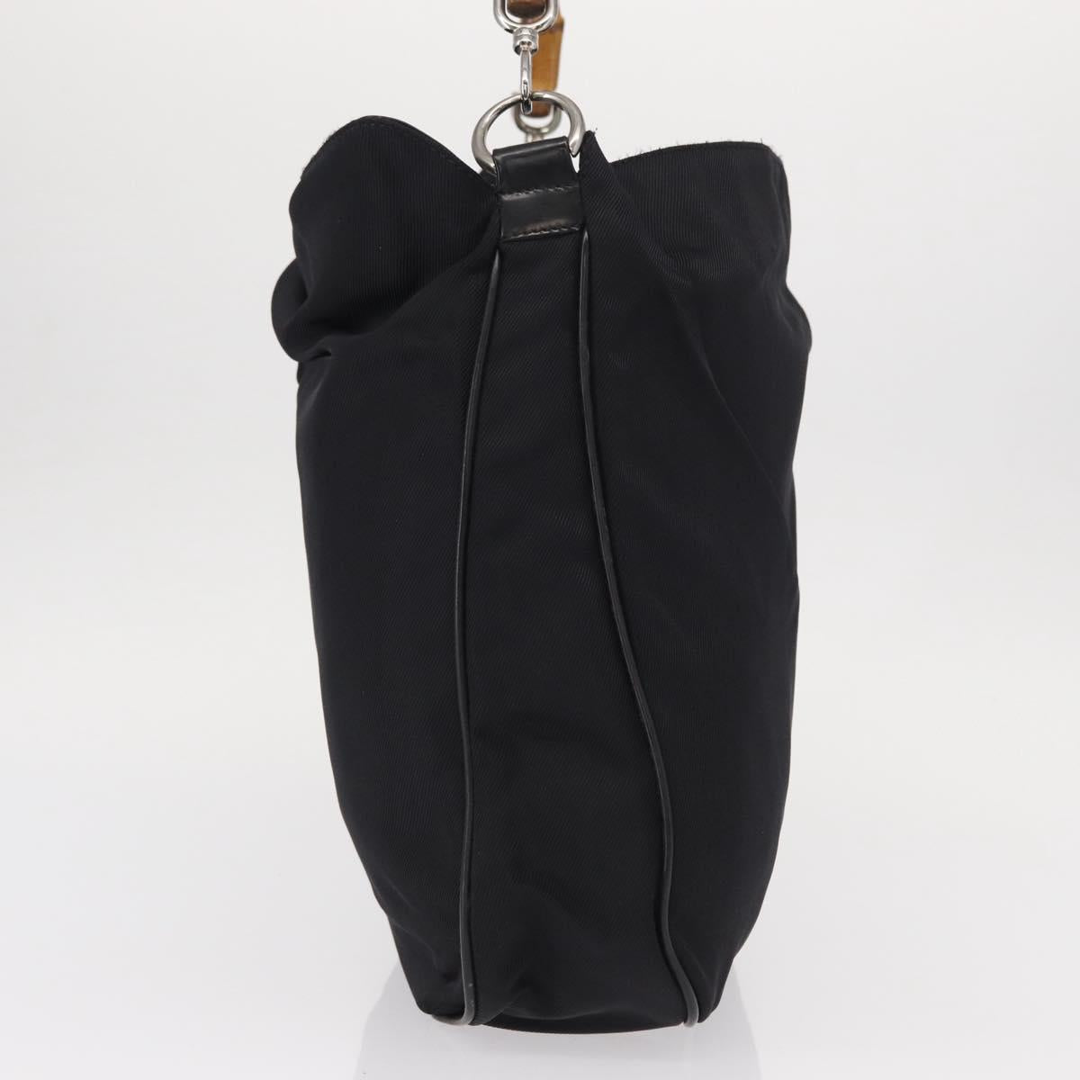 GUCCI Bamboo Shoulder Bag Canvas Black Silver 001 1014 1577 5 Auth ka582