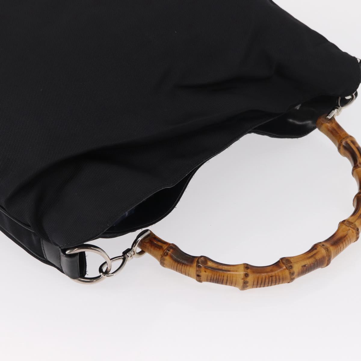GUCCI Bamboo Shoulder Bag Canvas Black Silver 001 1014 1577 5 Auth ka582
