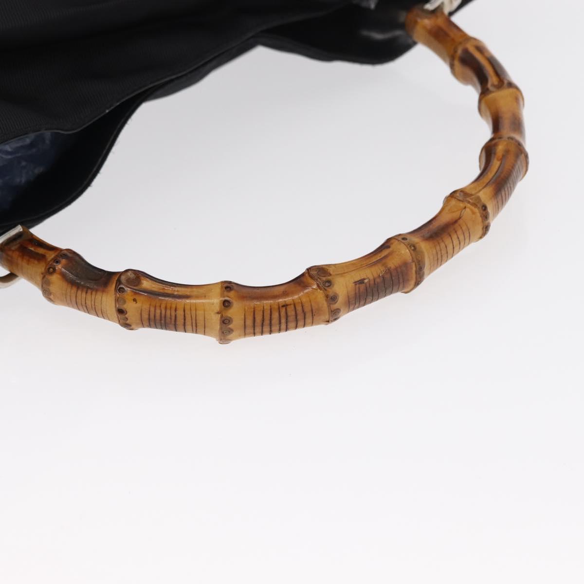 GUCCI Bamboo Shoulder Bag Canvas Black Silver 001 1014 1577 5 Auth ka582