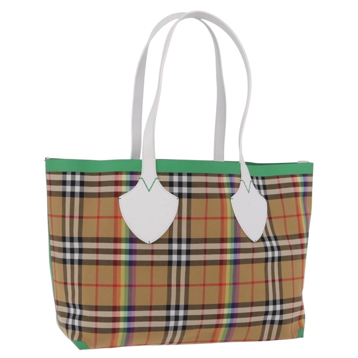 BURBERRY Nova Check Tote Bag Canvas Beige Auth ka5820V