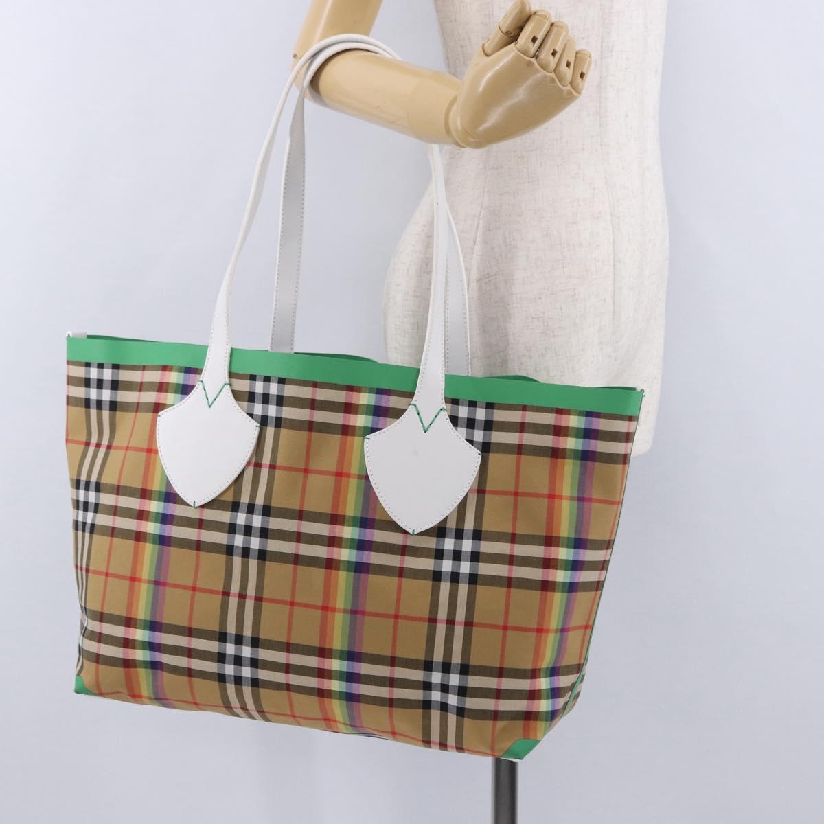 BURBERRY Nova Check Tote Bag Canvas Beige Auth ka5820V