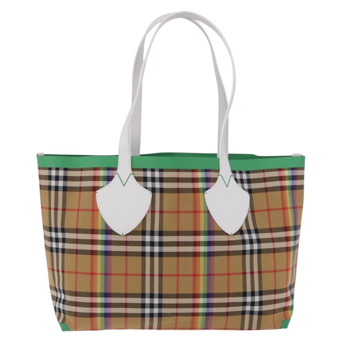BURBERRY Nova Check Tote Bag Canvas Beige Auth ka5820V