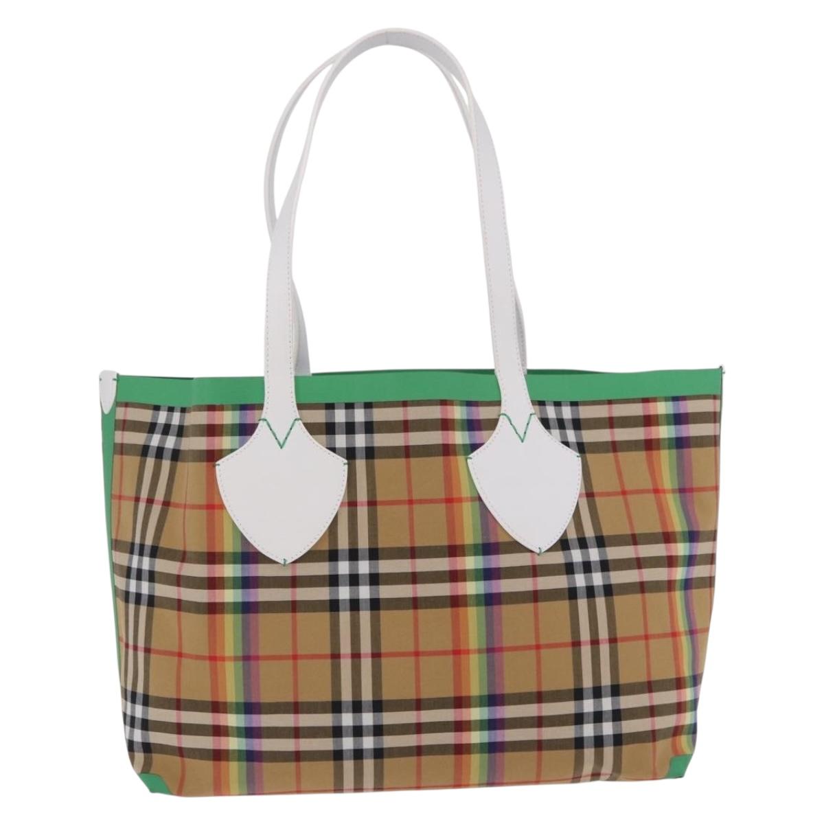BURBERRY Nova Check Tote Bag Canvas Beige Auth ka5820V