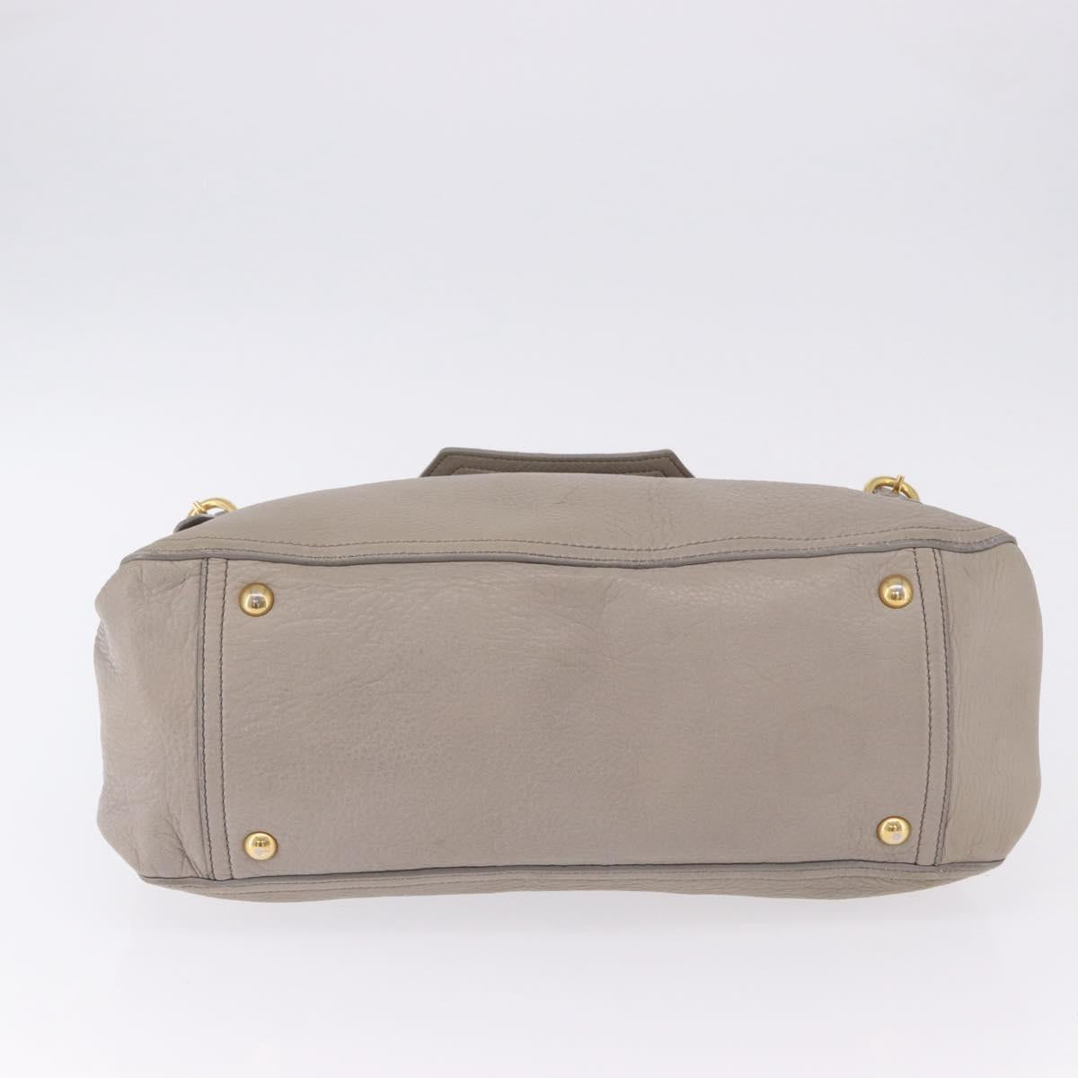 Miu Miu Hand Bag Leather 2way Beige Gold Auth ka5824A