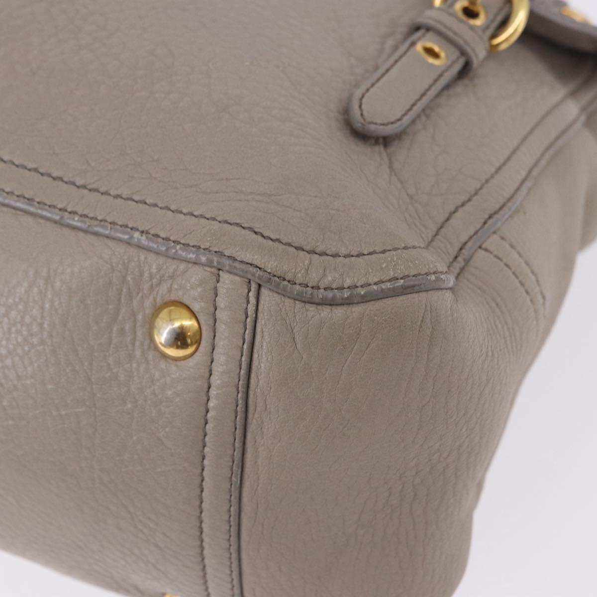 Miu Miu Hand Bag Leather 2way Beige Gold Auth ka5824A