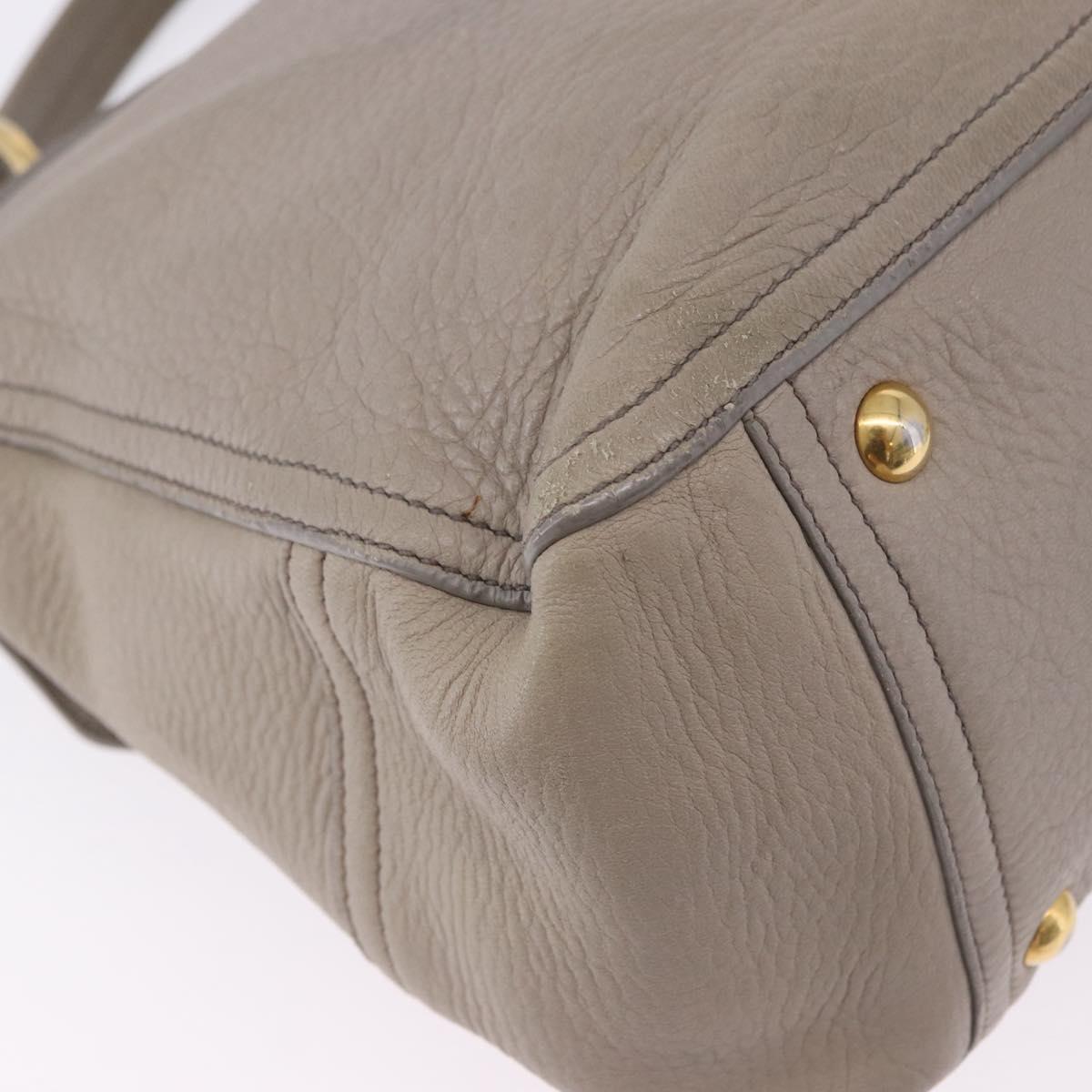 Miu Miu Hand Bag Leather 2way Beige Gold Auth ka5824A
