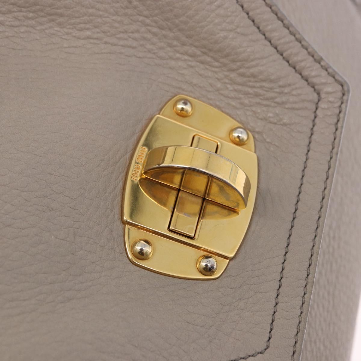 Miu Miu Hand Bag Leather 2way Beige Gold Auth ka5824A