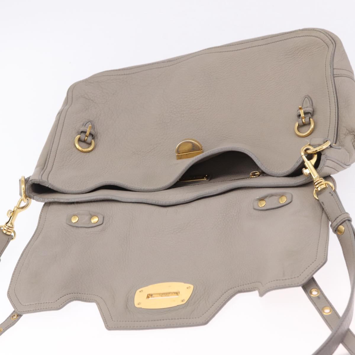 Miu Miu Hand Bag Leather 2way Beige Gold Auth ka5824A