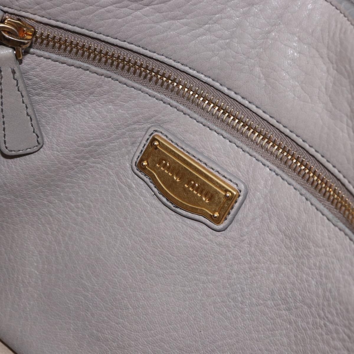 Miu Miu Hand Bag Leather 2way Beige Gold Auth ka5824A