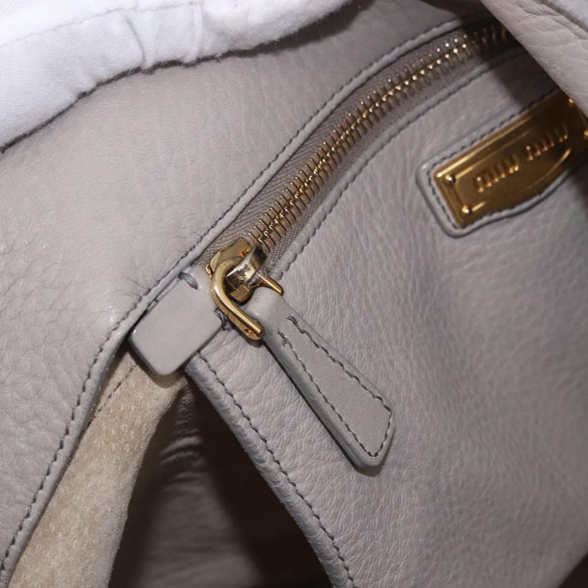 Miu Miu Hand Bag Leather 2way Beige Gold Auth ka5824A
