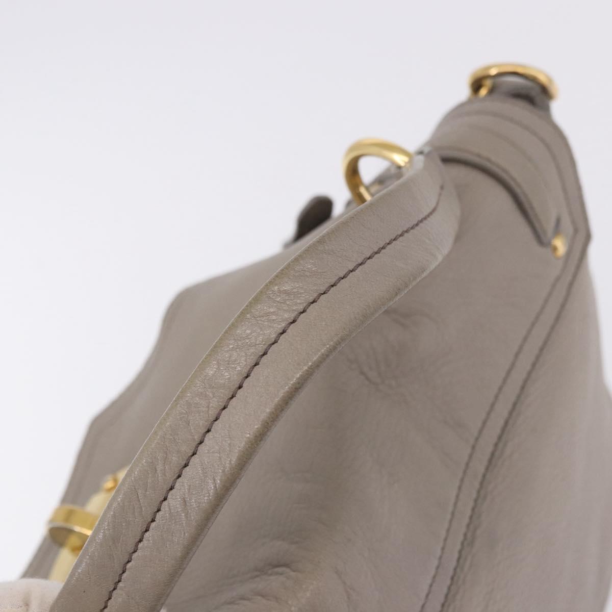 Miu Miu Hand Bag Leather 2way Beige Gold Auth ka5824A