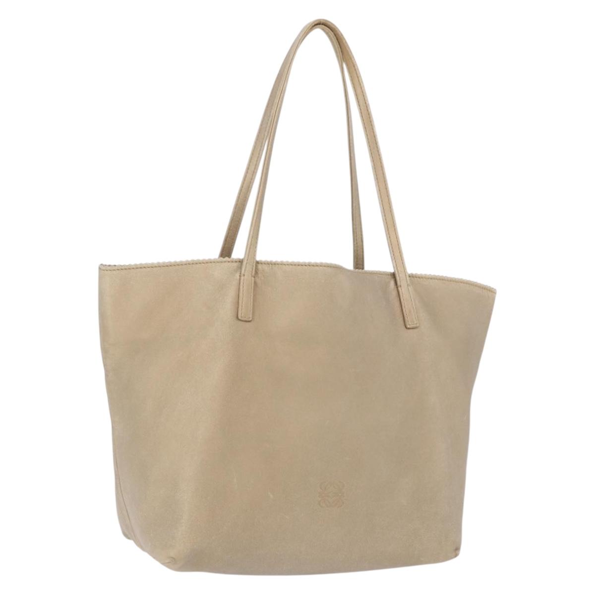 LOEWE Tote Bag Leather Gold Auth ka5825