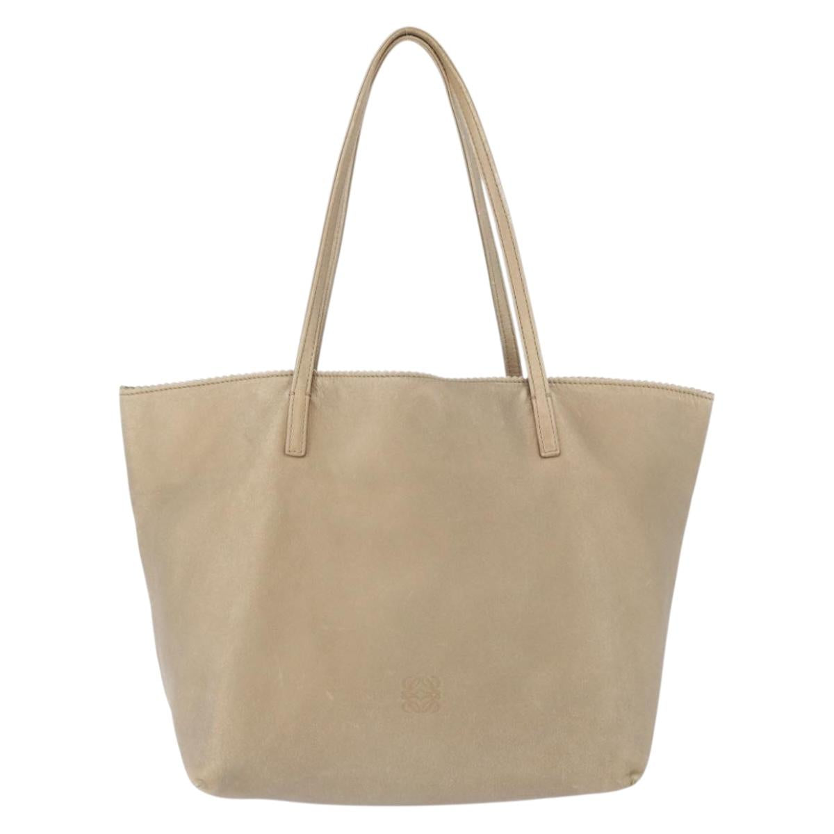 LOEWE Tote Bag Leather Gold Auth ka5825