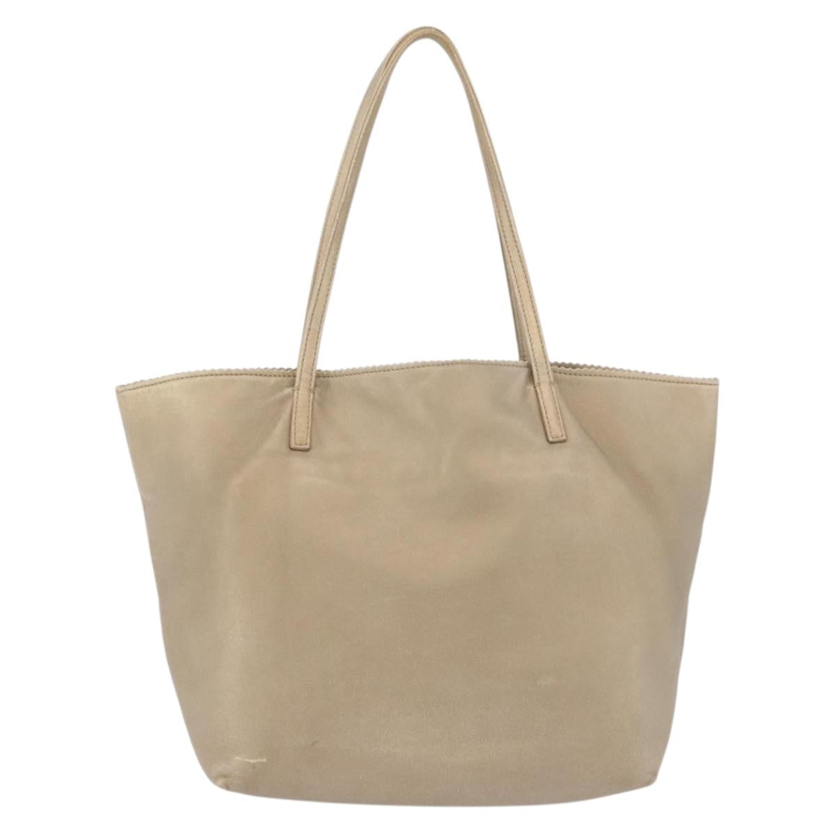 LOEWE Tote Bag Leather Gold Auth ka5825