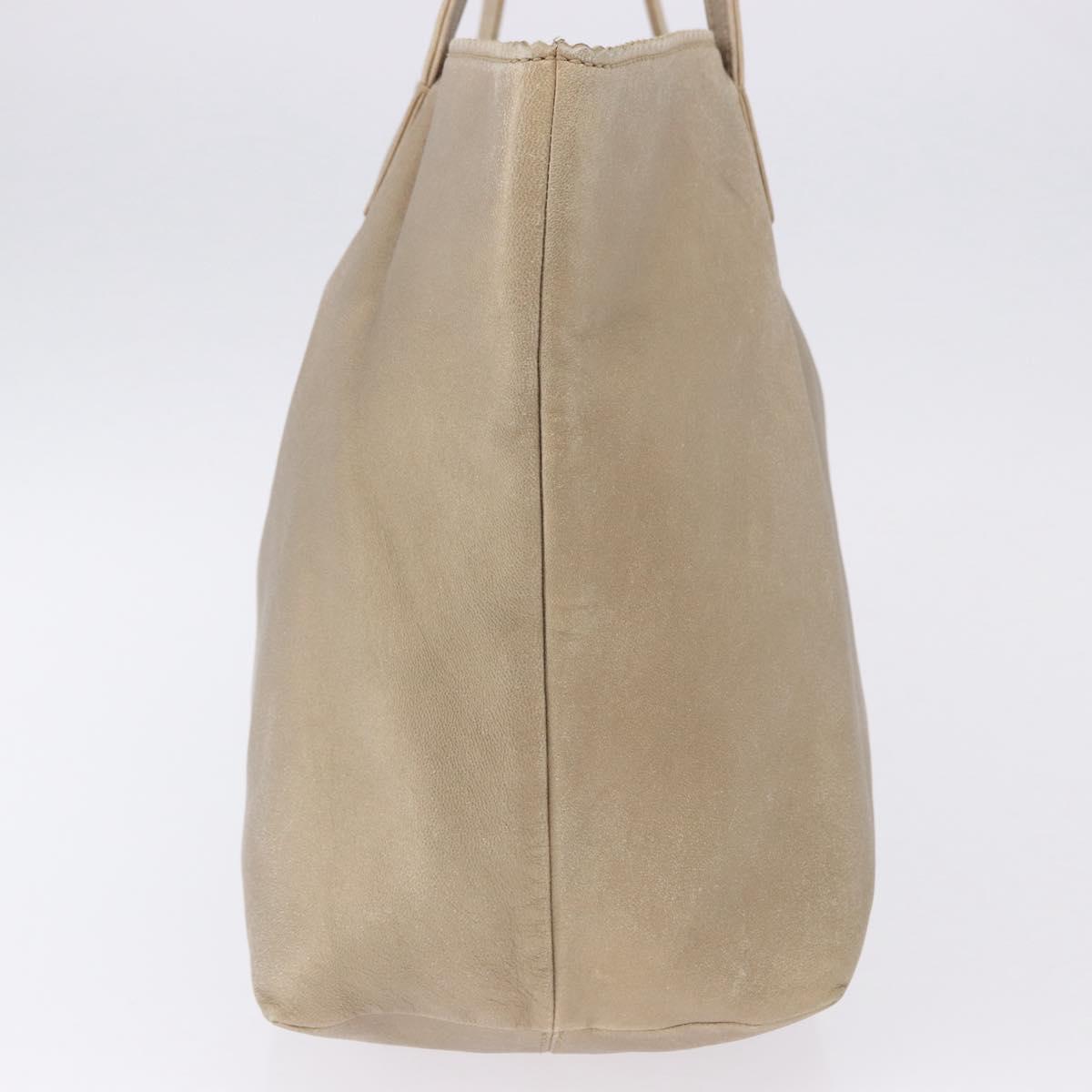 LOEWE Tote Bag Leather Gold Auth ka5825