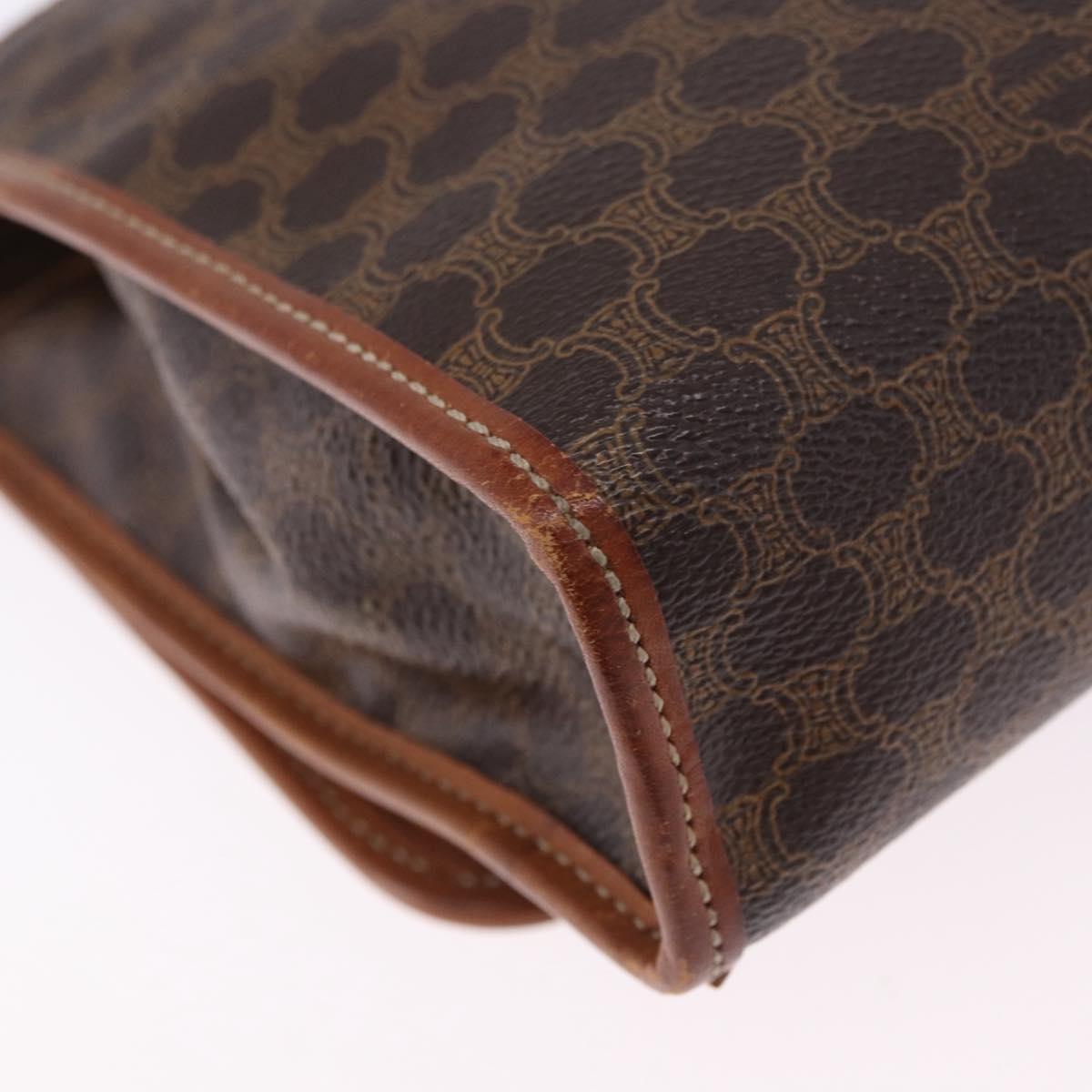 CELINE Macadam Canvas Shoulder Bag PVC Leather Brown Gold Auth ka5827