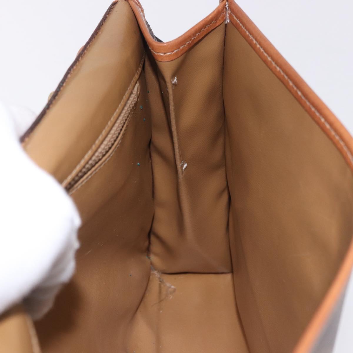 CELINE Macadam Canvas Shoulder Bag PVC Leather Brown Gold Auth ka5827