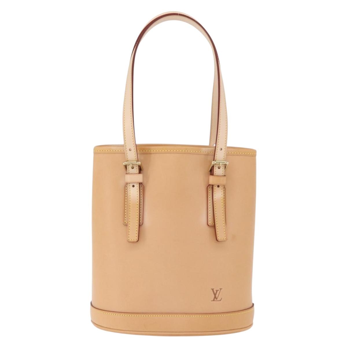 LOUIS VUITTON Nomad leather Bucket PM Shoulder Bag Beige M85001 LV Auth ka5828V