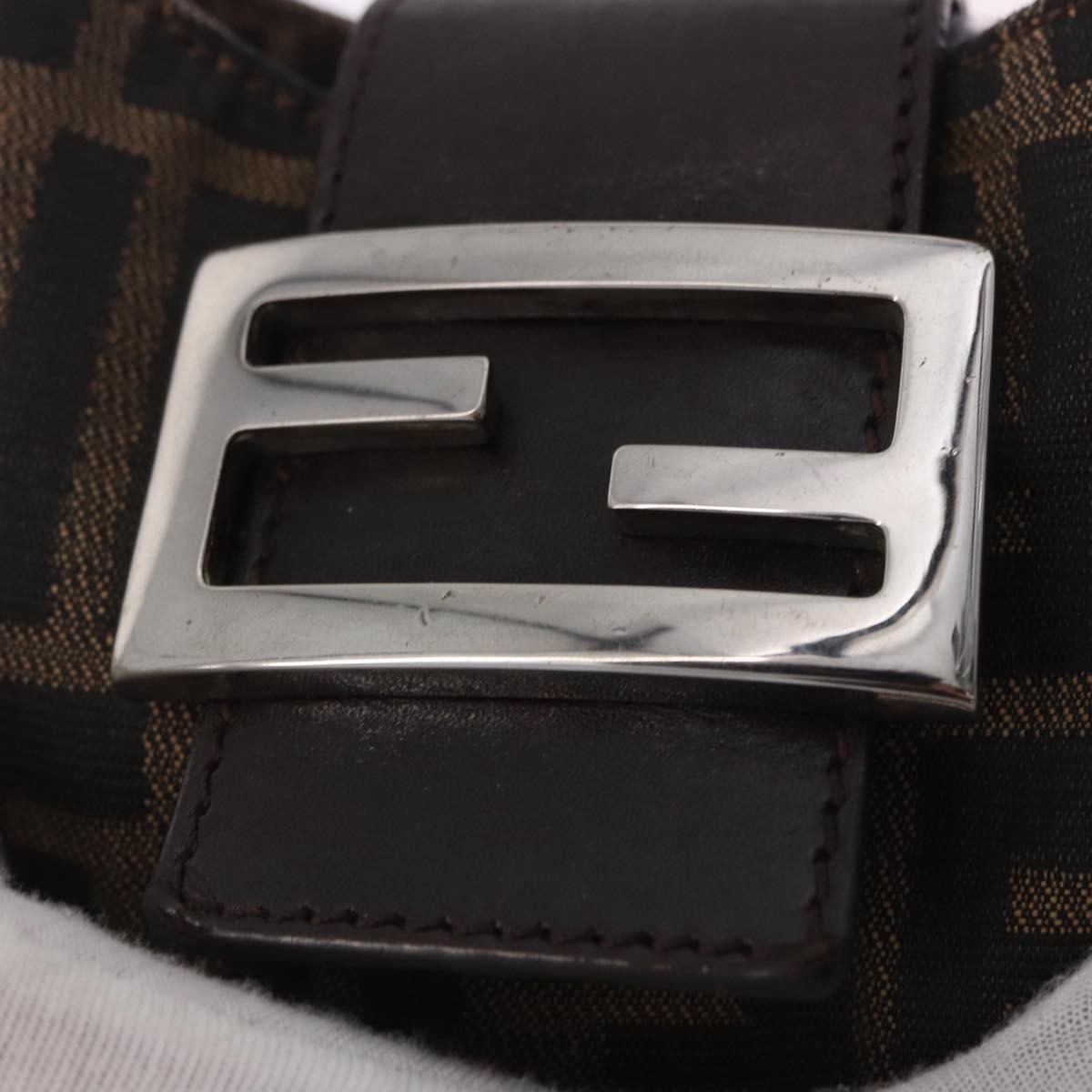 FENDI Zucca Canvas Mini Croissant Hand Bag Black Brown Silver Auth ka5829A