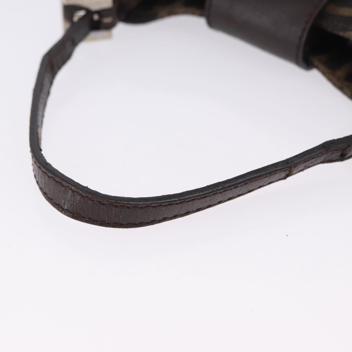 FENDI Zucca Canvas Mini Croissant Hand Bag Black Brown Silver Auth ka5829A