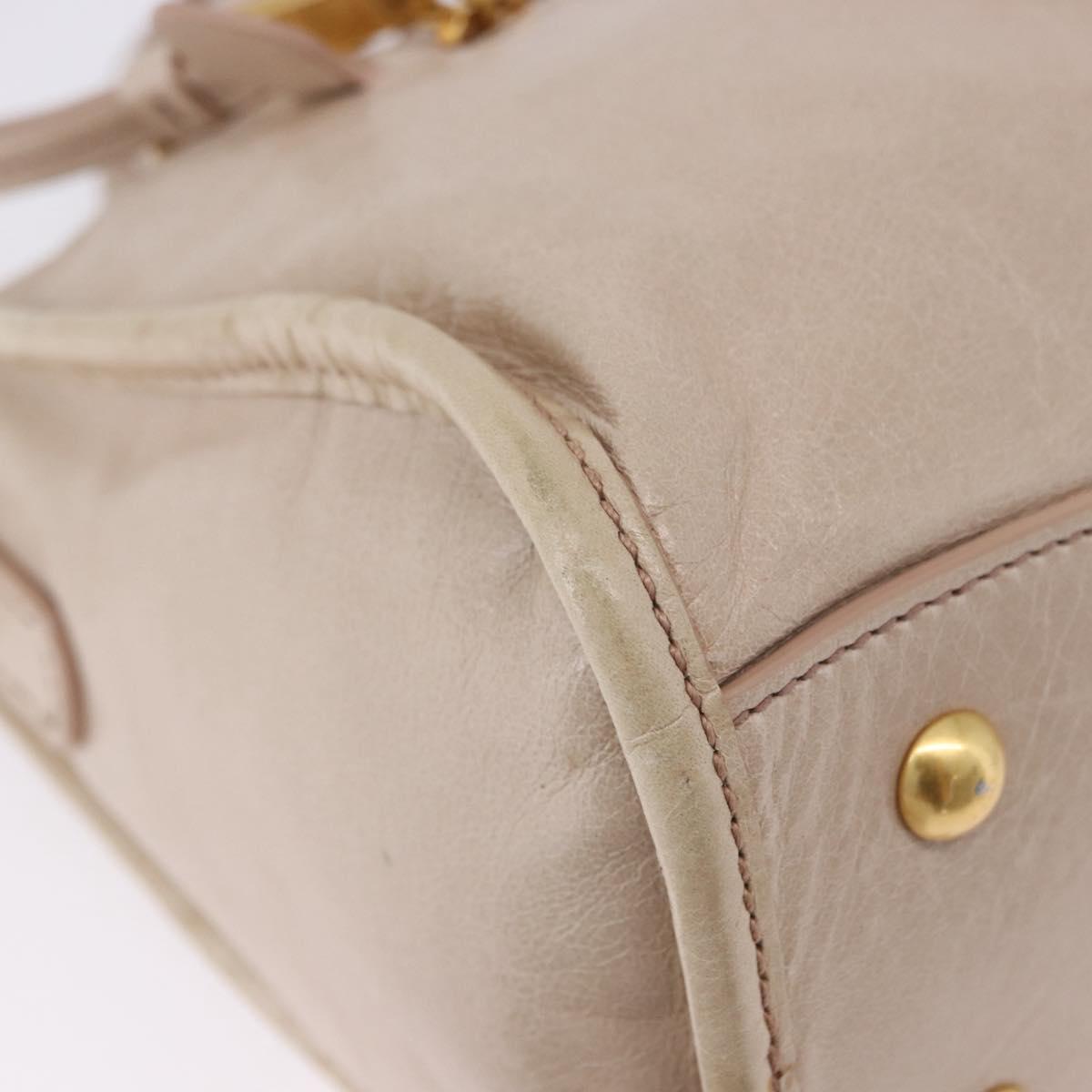 Miu Miu Hand Bag Leather 2way Beige Gold Auth ka5835V